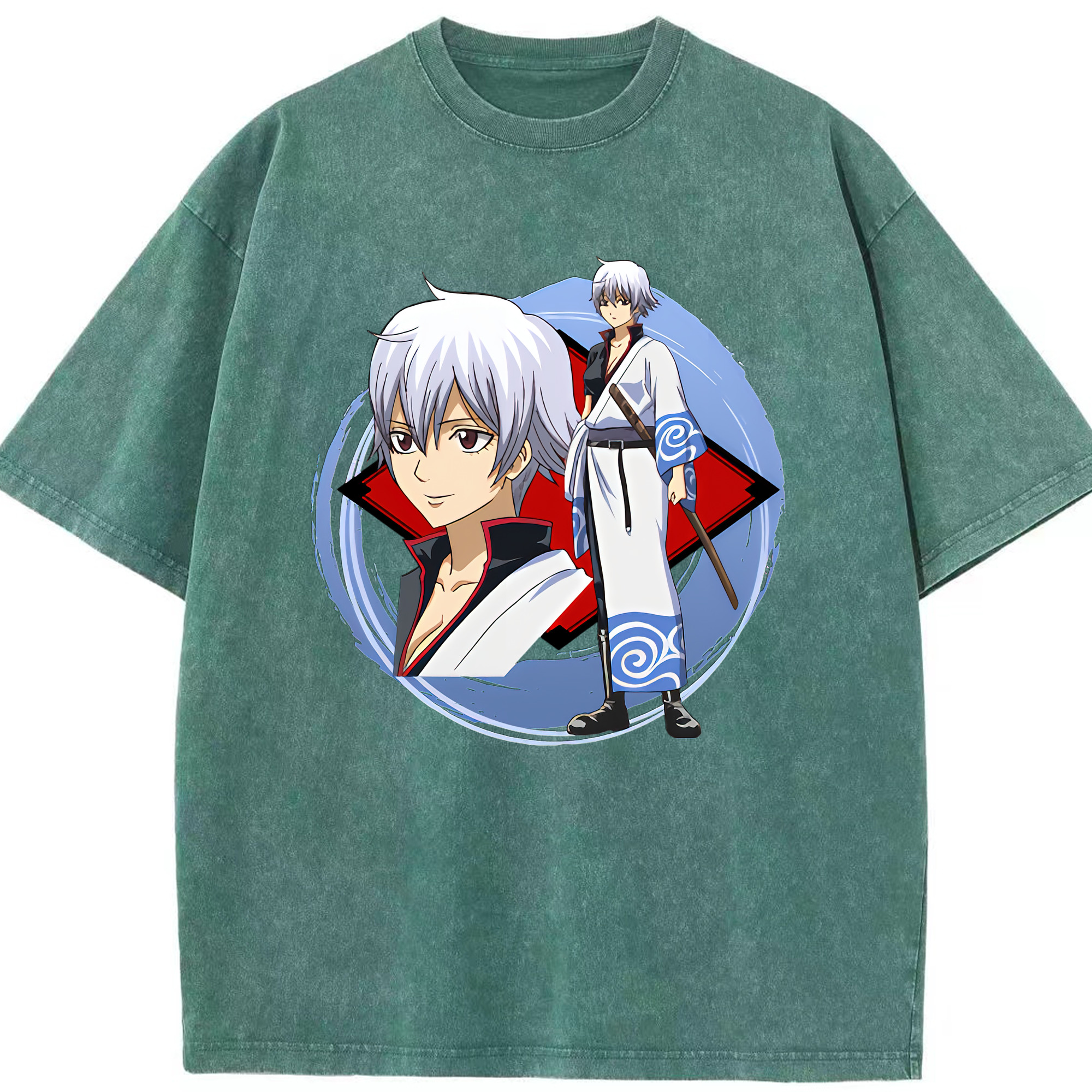 （画像用） ぎんたま 坂田銀時（さかたぎんとき） 神楽 志村新八（しむら しんぱち） GINTAMA Sakata Gintoki Kagura Shimura Shinpachi 綿100% ヴィンテージ風 半袖Tシャツ（フロントプリント）